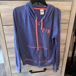 PINK Victoria's Secret Lavender Zip-up Hoodie with Coral Trim